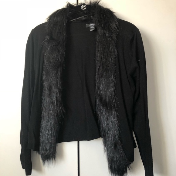 Alfani Sweaters - NWOT Alfani Black Cardigan with faux fur